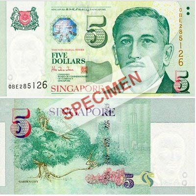 5 Dollars de Singapour